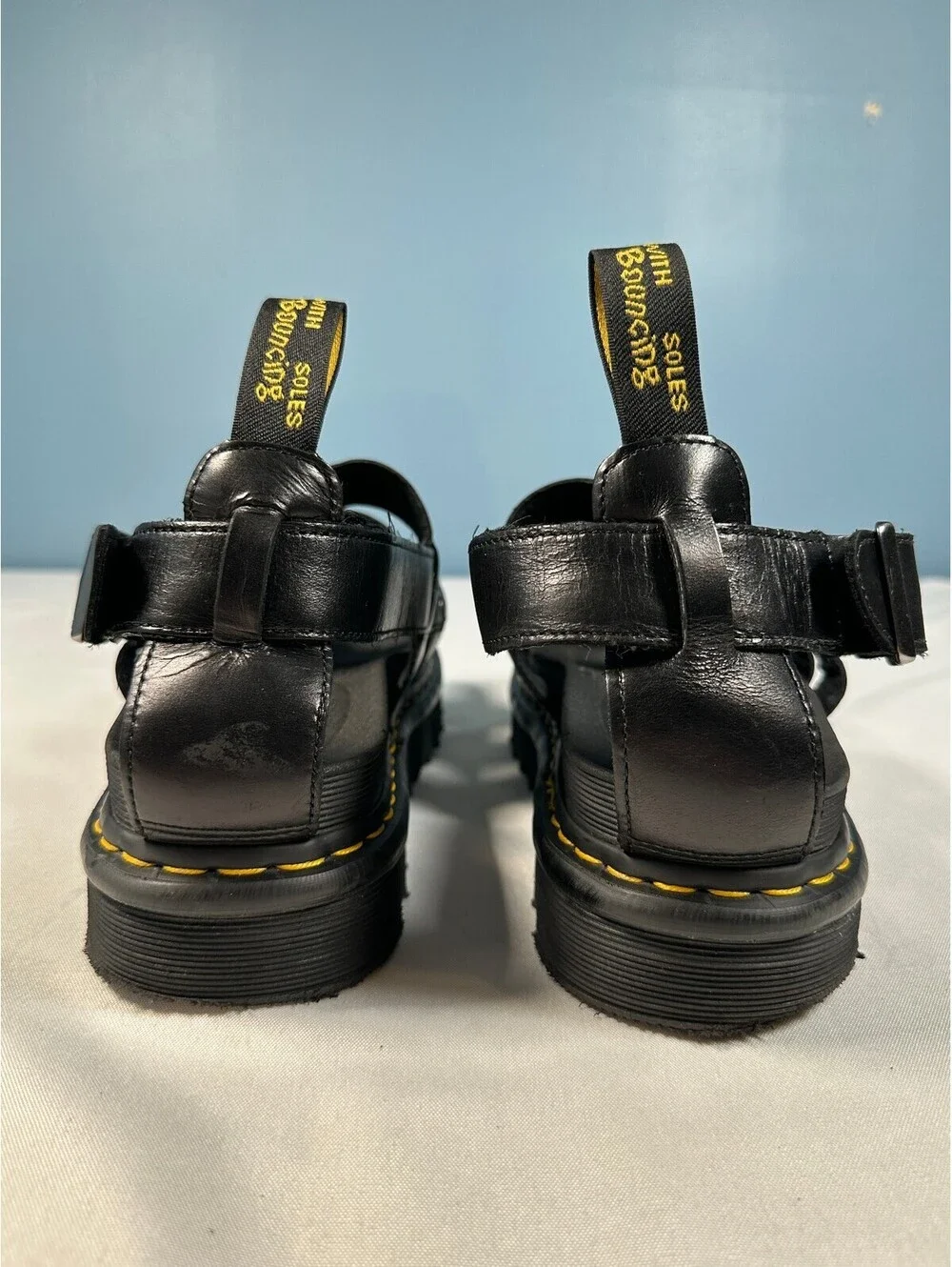 Dr Martens Terry Black Leather Gladiator Platform Sandals Men's 12 Women's 13